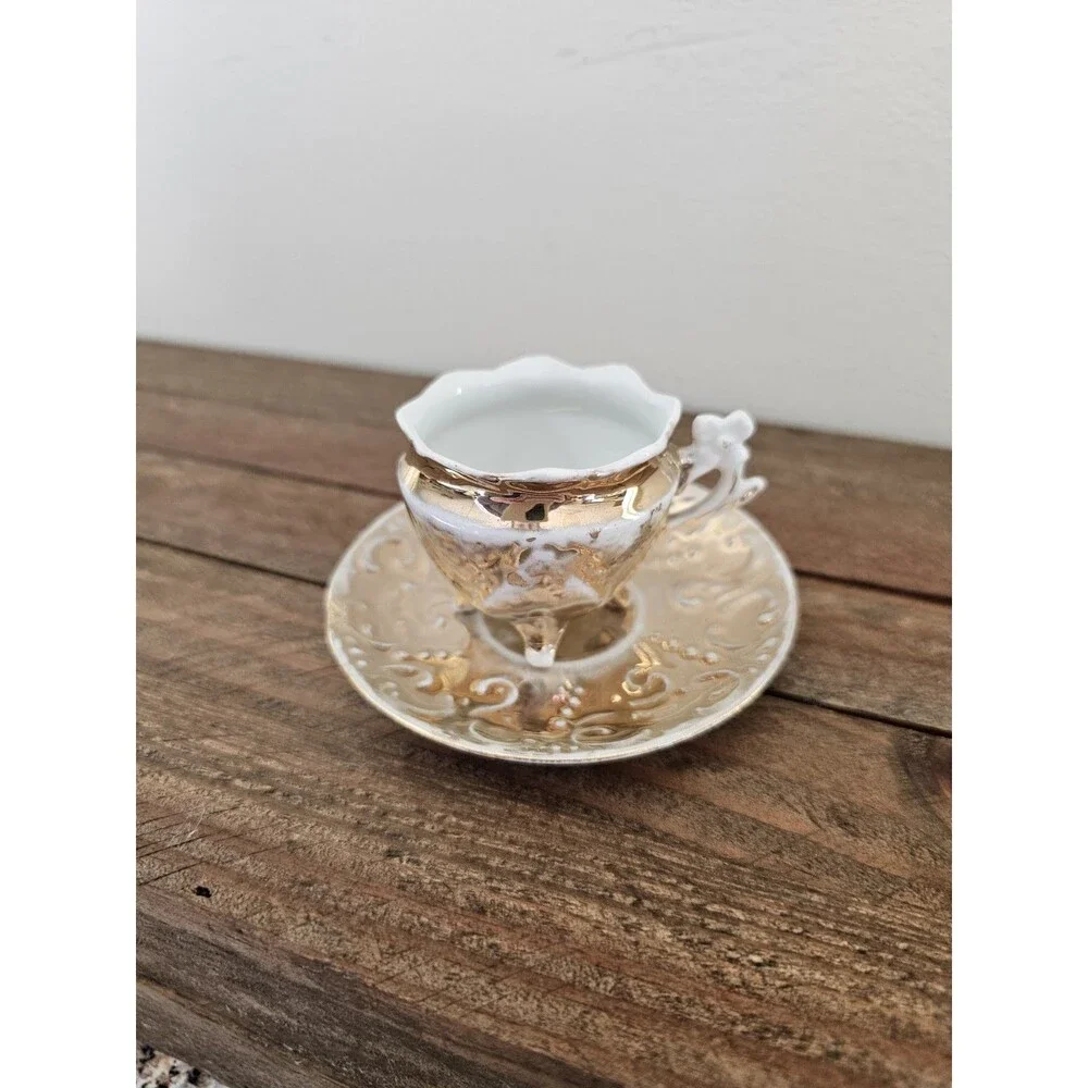 Vintage Miniature Gold Cup And Saucer